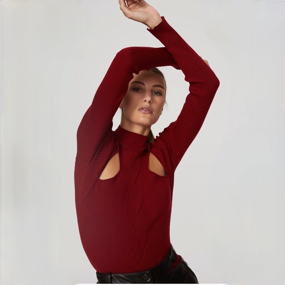 Jonathan Simkhai Keegan Twisted Long Sleeve Cut-Out-Detail Turtleneck Sw… - Picture 6 of 16